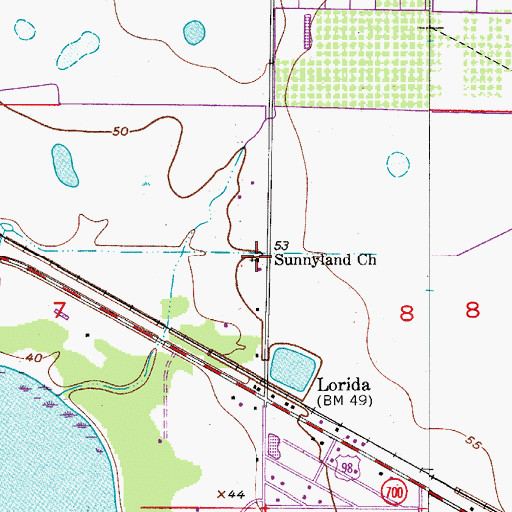 Topographic Map of Sunnyland Church, FL