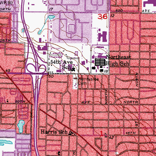 Topographic Map of Sunnyside Cemetery, FL