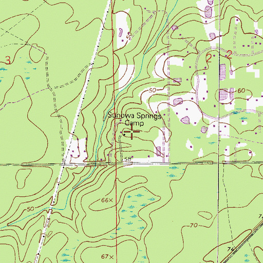 Topographic Map of Sunowa Springs Camp, FL