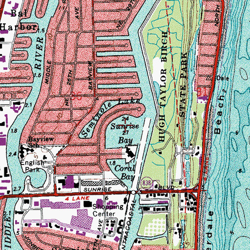 Topographic Map of Sunrise Bay, FL