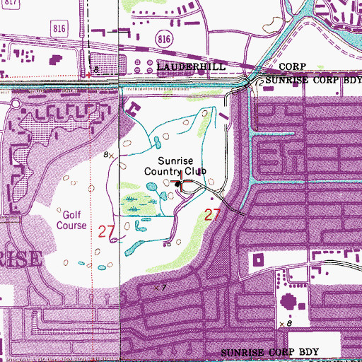 Topographic Map of Sunrise Country Club, FL