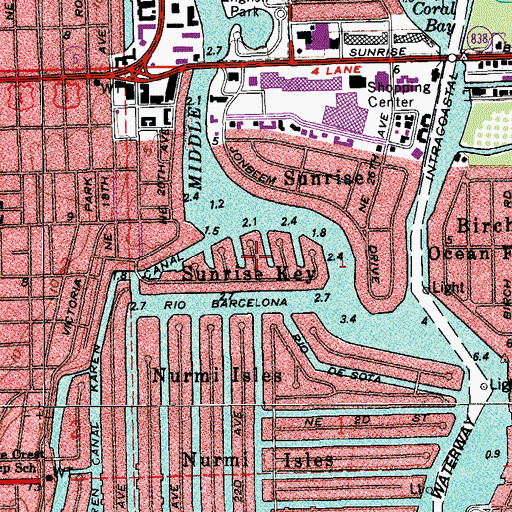 Topographic Map of Sunrise Key, FL