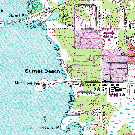 Topographic Map of Sunset Beach, FL