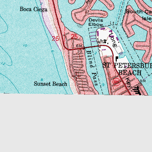Topographic Map of Sunset Beach, FL