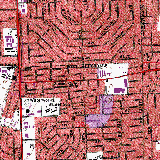 Topographic Map of Sunset Church, FL
