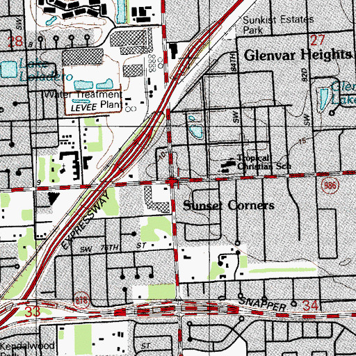 Topographic Map of Sunset Corners, FL