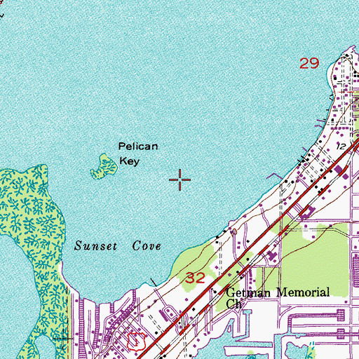 Topographic Map of Sunset Cove, FL