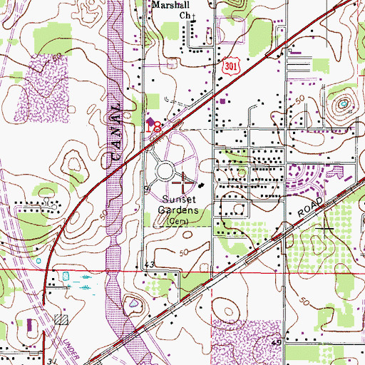 Topographic Map of Sunset Gardens, FL