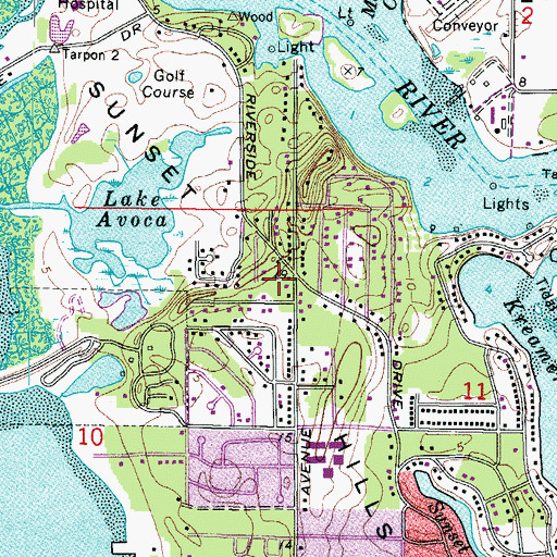 Topographic Map of Sunset Hills, FL