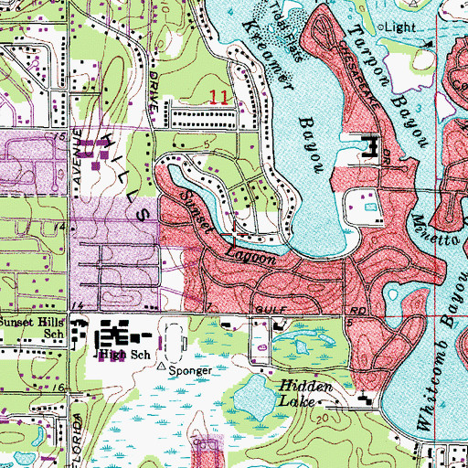 Topographic Map of Sunset Lagoon, FL
