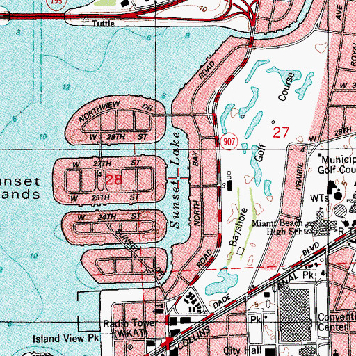 Topographic Map of Sunset Lake, FL