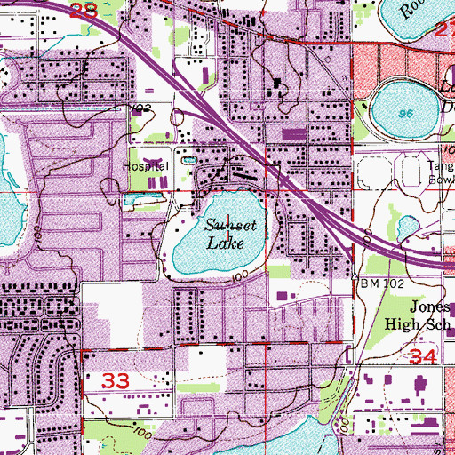 Topographic Map of Sunset Lake, FL