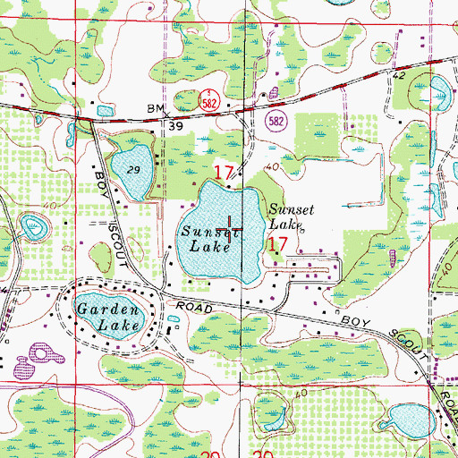 Topographic Map of Sunset Lake, FL