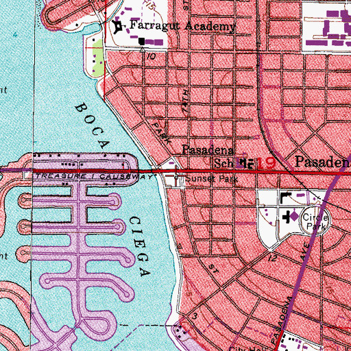 Topographic Map of Sunset Park, FL