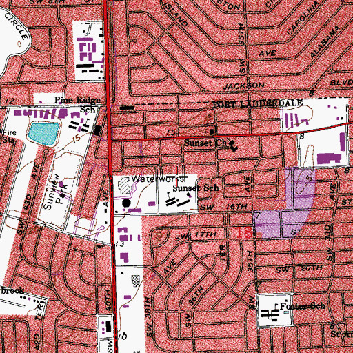 Topographic Map of Sunset School, FL
