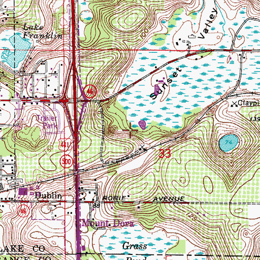 Topographic Map of Sunset Valley, FL
