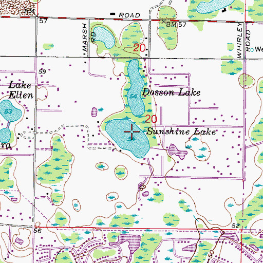 Topographic Map of Sunshine Lake, FL