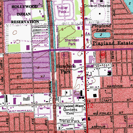 Topographic Map of Sunshine Park, FL