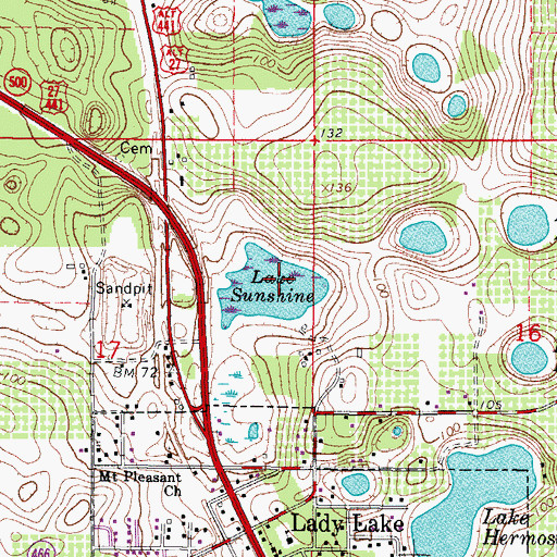 Topographic Map of Lake Sunshine, FL