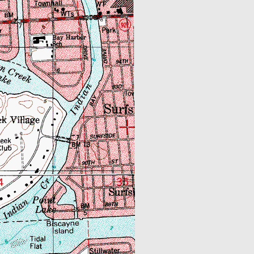 Topographic Map of Surfside, FL