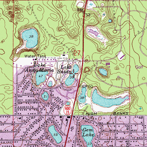 Topographic Map of Lake Susan, FL