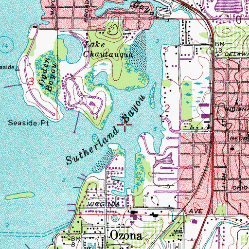 Topographic Map of Sutherland Bayou, FL
