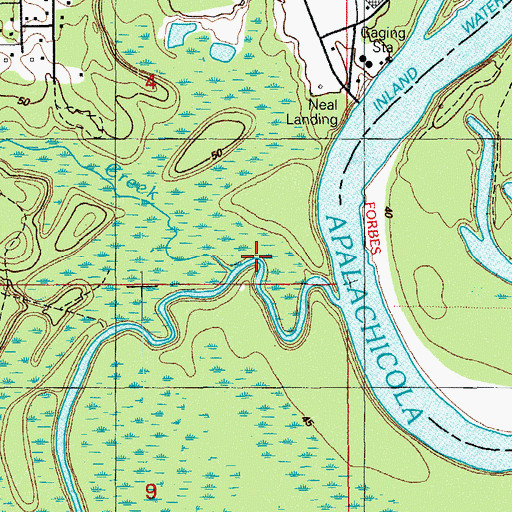 Topographic Map of Sutton Creek, FL