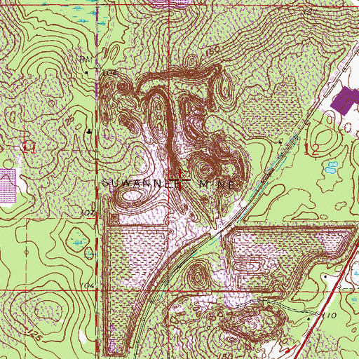Topographic Map of Suwannee Mine, FL