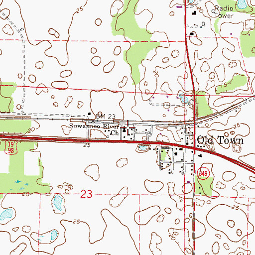 Topographic Map of Suwannee River Church, FL