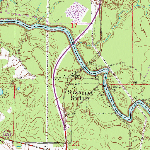 Topographic Map of Suwannee Springs, FL