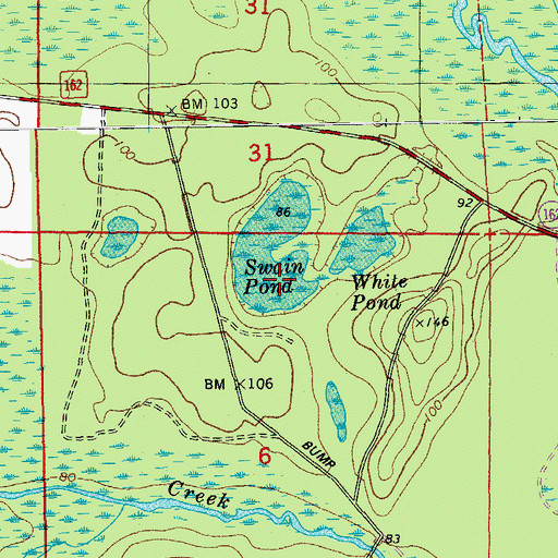 Topographic Map of Swain Pond, FL