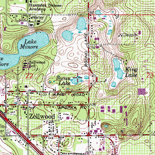 Topographic Map of Swan Lake, FL