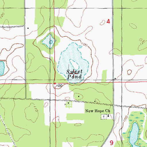 Topographic Map of Sweet Pond, FL