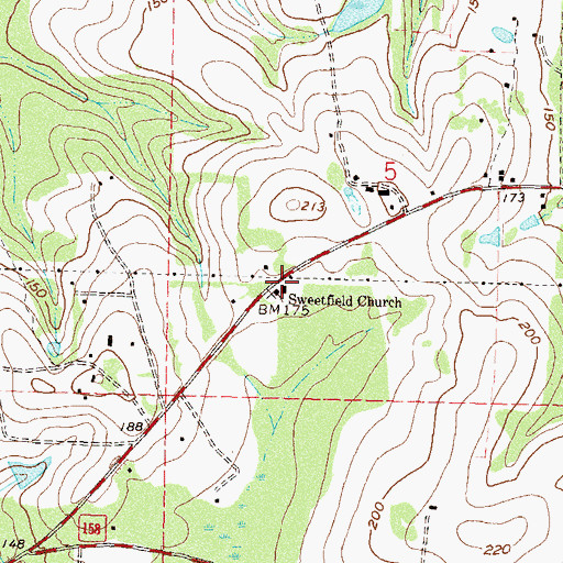 Topographic Map of Sweetfield Church, FL