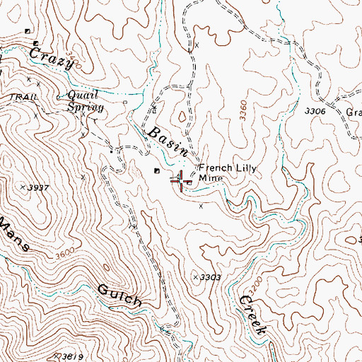 Topographic Map of French Lilly Mine, AZ