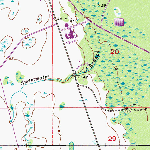 Topographic Map of Sweetwater Branch, FL