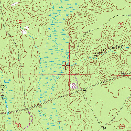 Topographic Map of Sweetwater Branch, FL