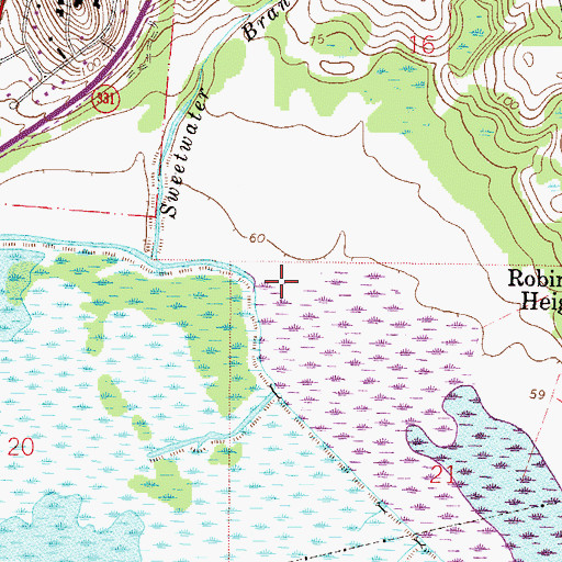 Topographic Map of Sweetwater Branch, FL