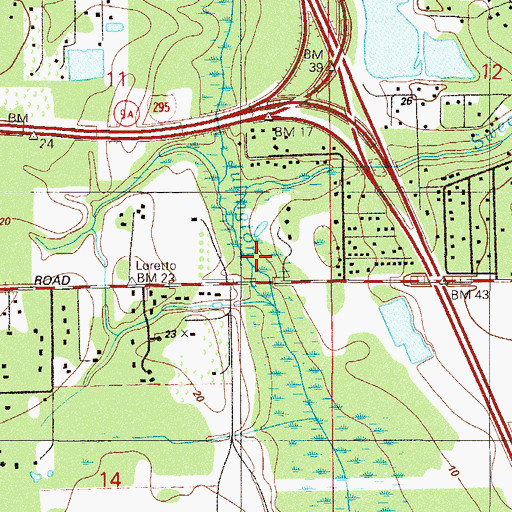 Topographic Map of Sweetwater Creek, FL