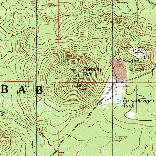 Topographic Map of Frenchy Hill, AZ