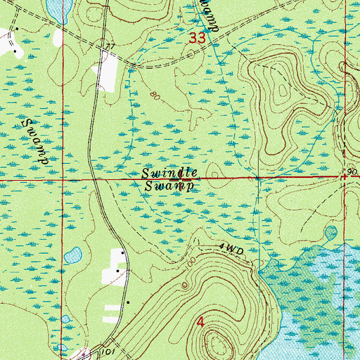 Topographic Map of Swindle Swamp, FL
