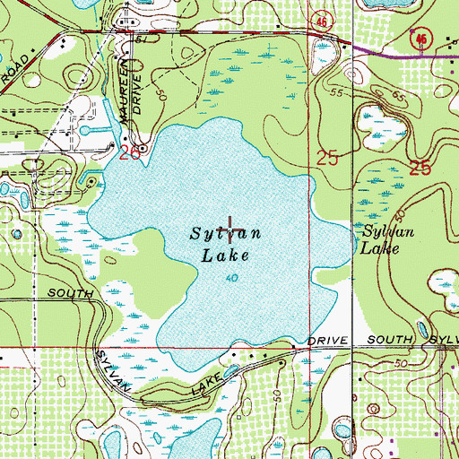 Topographic Map of Sylvan Lake, FL