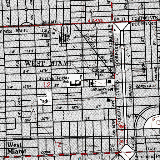 Topographic Map of Sylvania Heights School, FL