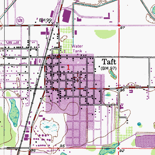 Topographic Map of Taft, FL
