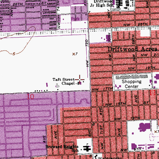Topographic Map of Taft Street Chapel, FL