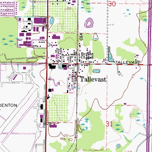 Topographic Map of Tallevast, FL