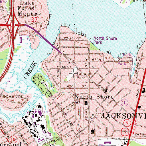 Topographic Map of Tallulah Park, FL