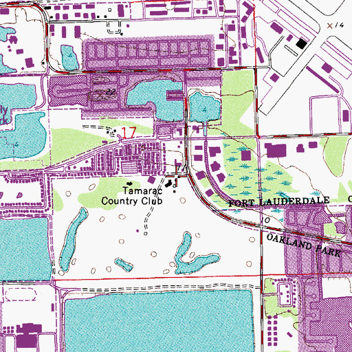 Topographic Map of Tamarac Country Club, FL