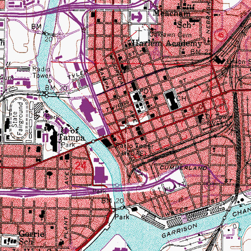 Topographic Map of Tampa, FL