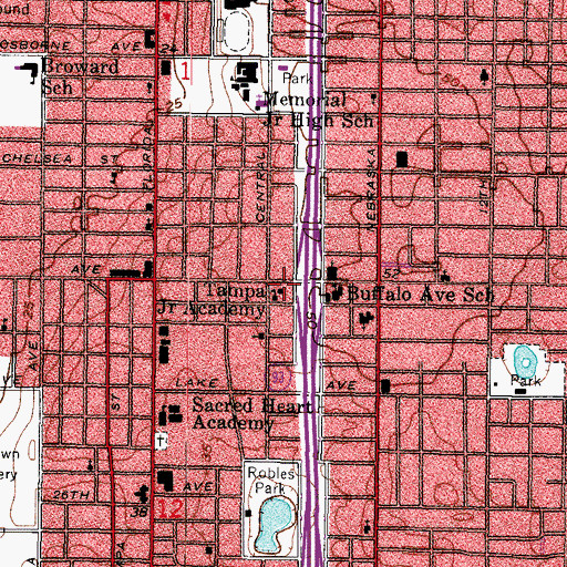 Topographic Map of Tampa Junior Academy, FL